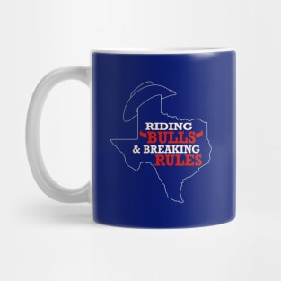 Riding Bulls & Breaking Rules Retro Texas Cowboy Bullrider Mug